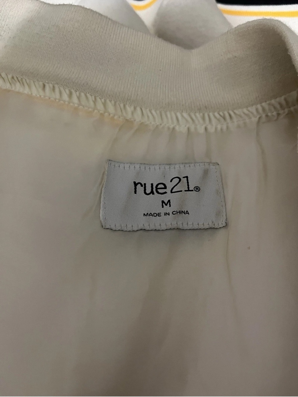 Rue21 White Varsity Jacket with Black and Yellow Lettering - Picture 5 of 5